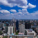 aerial shot of nairobi city skyline in kenya