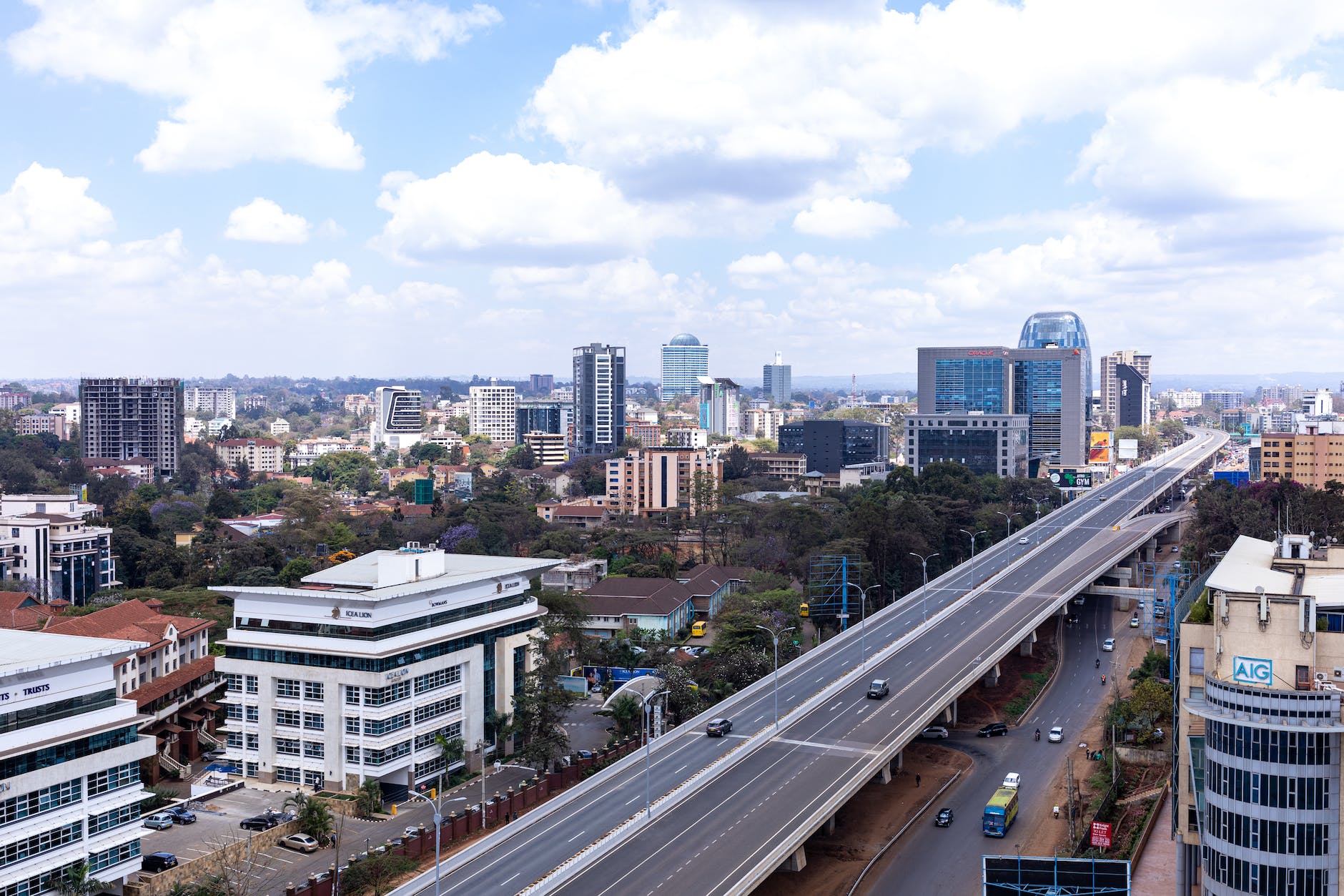 an aerial shot of the nairobi expressway in kenya