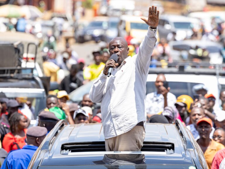 DP Rigathi Gachagua in addressing people in a rally.