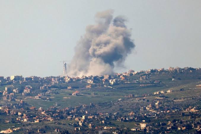 Cloud of smoke rises in Beirut.