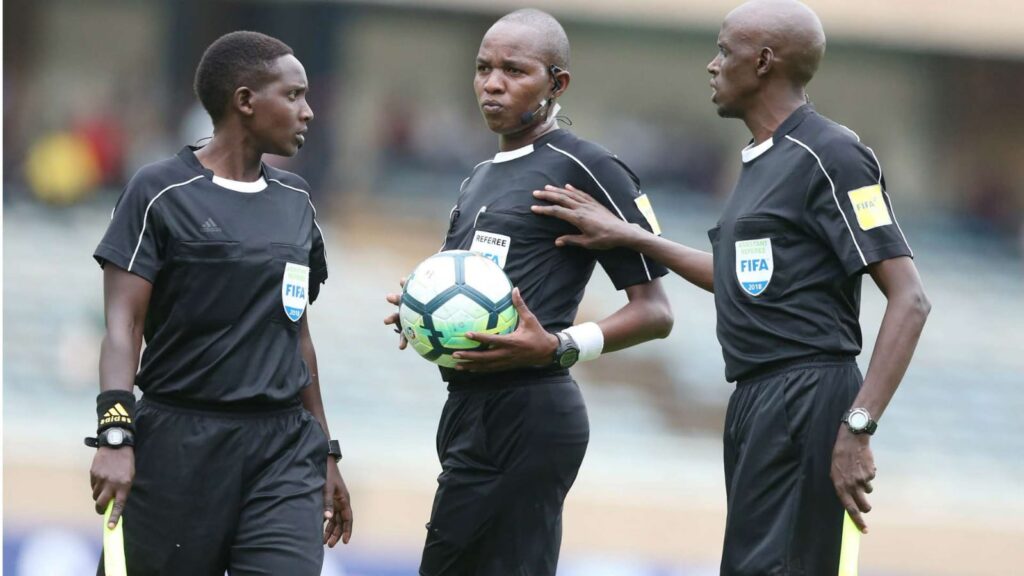 Kenyan Referees officiating a match.