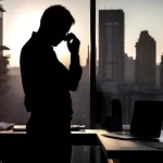 A silhouette image of frustrated entrepreneur.