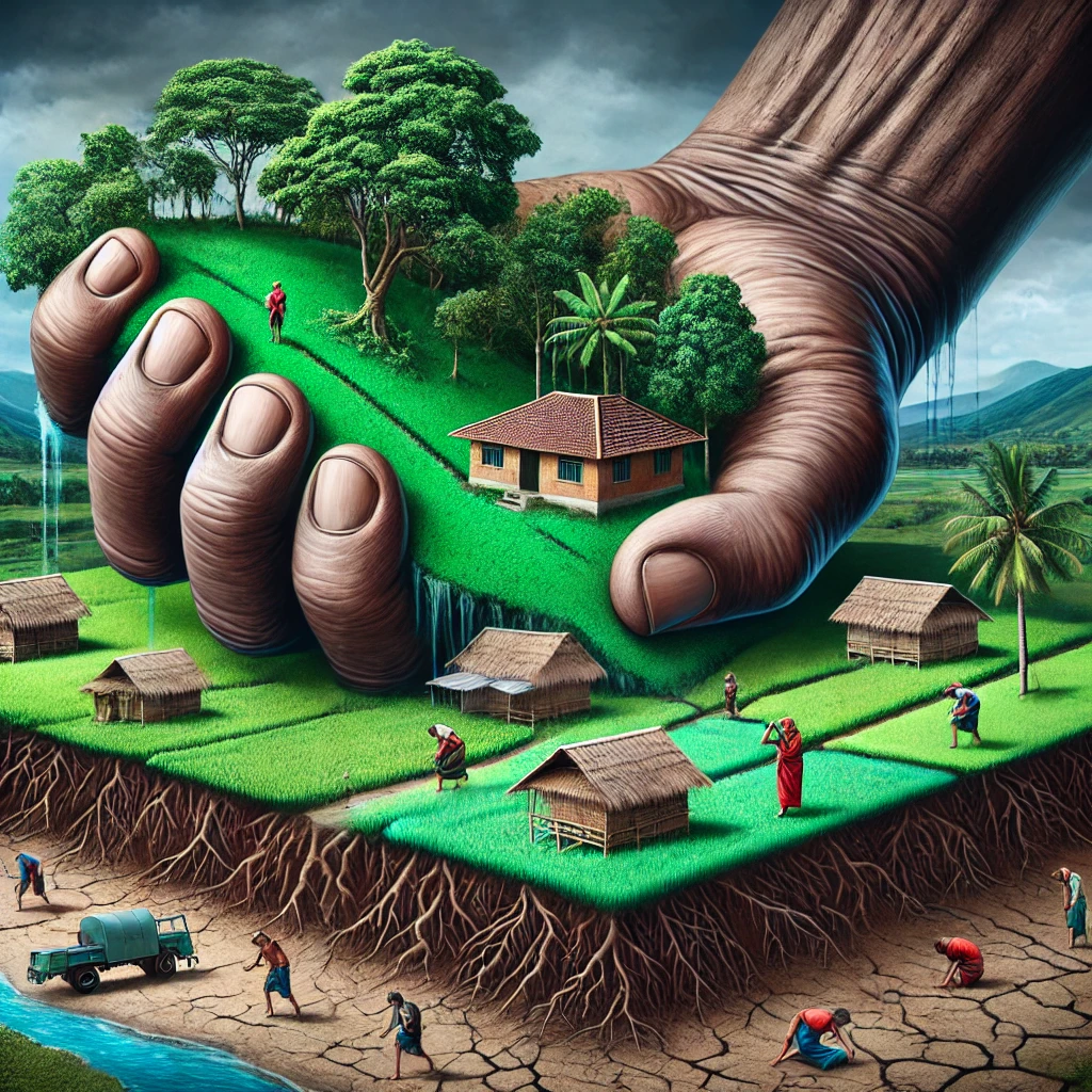 An image depicting land grabbing.