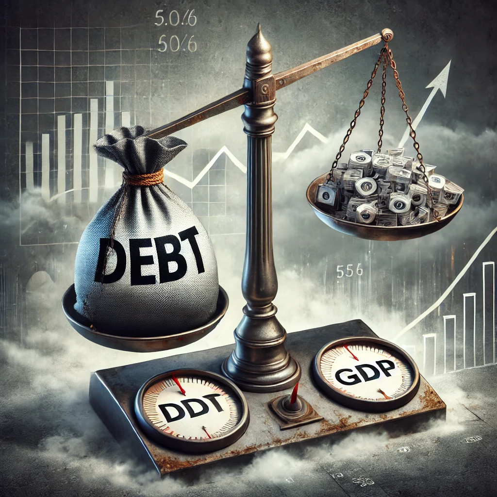 AI generated image showing high-debt-to-GDP ratio