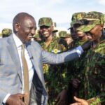 President Ruto chatting with Kenyan police deployed in Haiti.