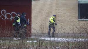 Police at the scene of School shooting in Sweden.