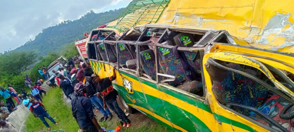 Voi road accident. The bus overturned killing four.
